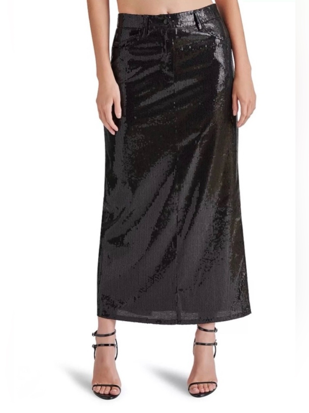 Steve Madden Black Sequin Maxi Skirt